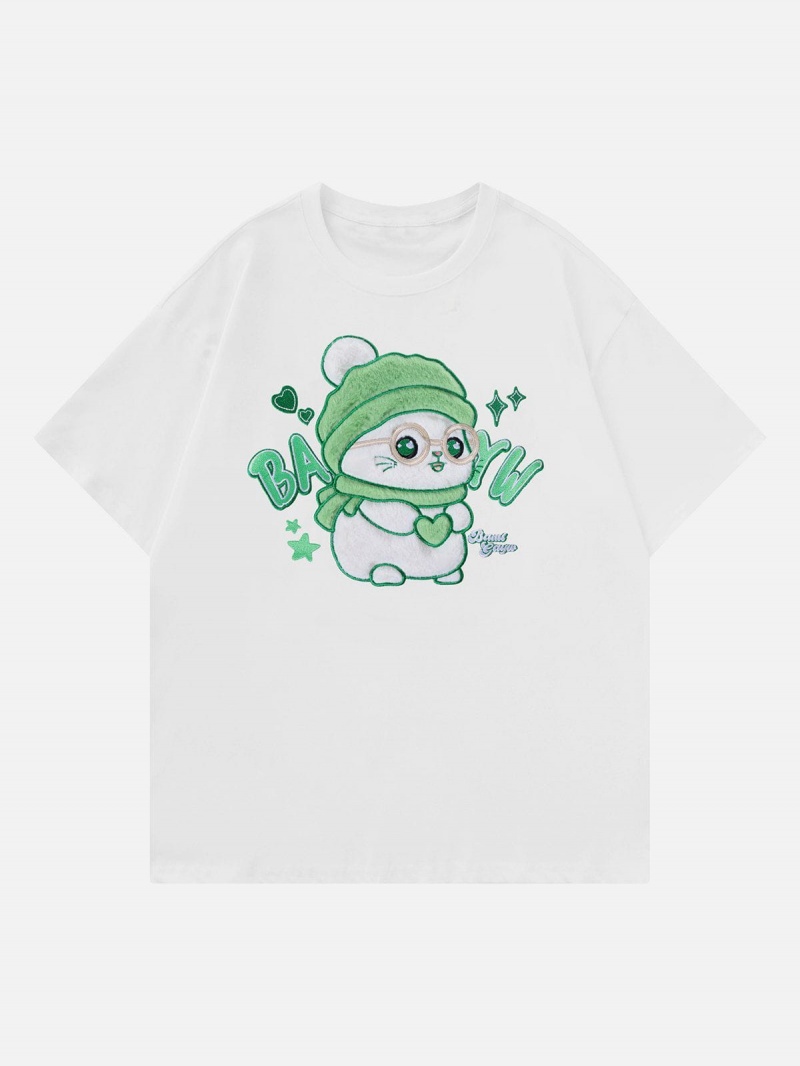 T Shirts Aelfric Eden Cute Animals Towel Embroidery Tee Vert | CSW-55437750